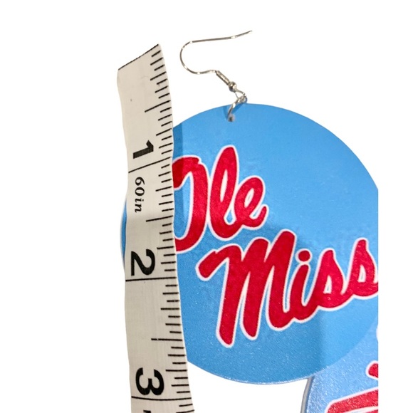 NEW CUSTOM Ole Miss University of Mississippi powder blue earrings jewelry - Picture 4 of 5